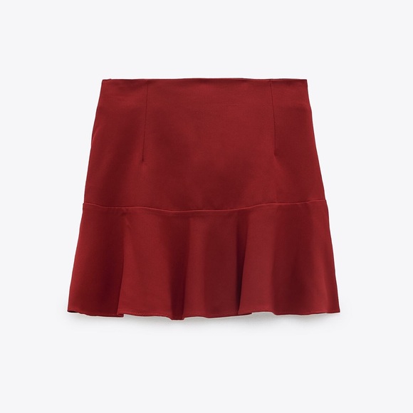 ZARA MINI SKORT WIRH BELT DARK RED M - Picture 13 of 14